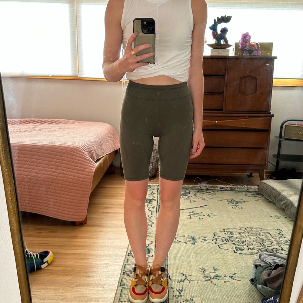 Free People Movement Forest Green Biker Shorts